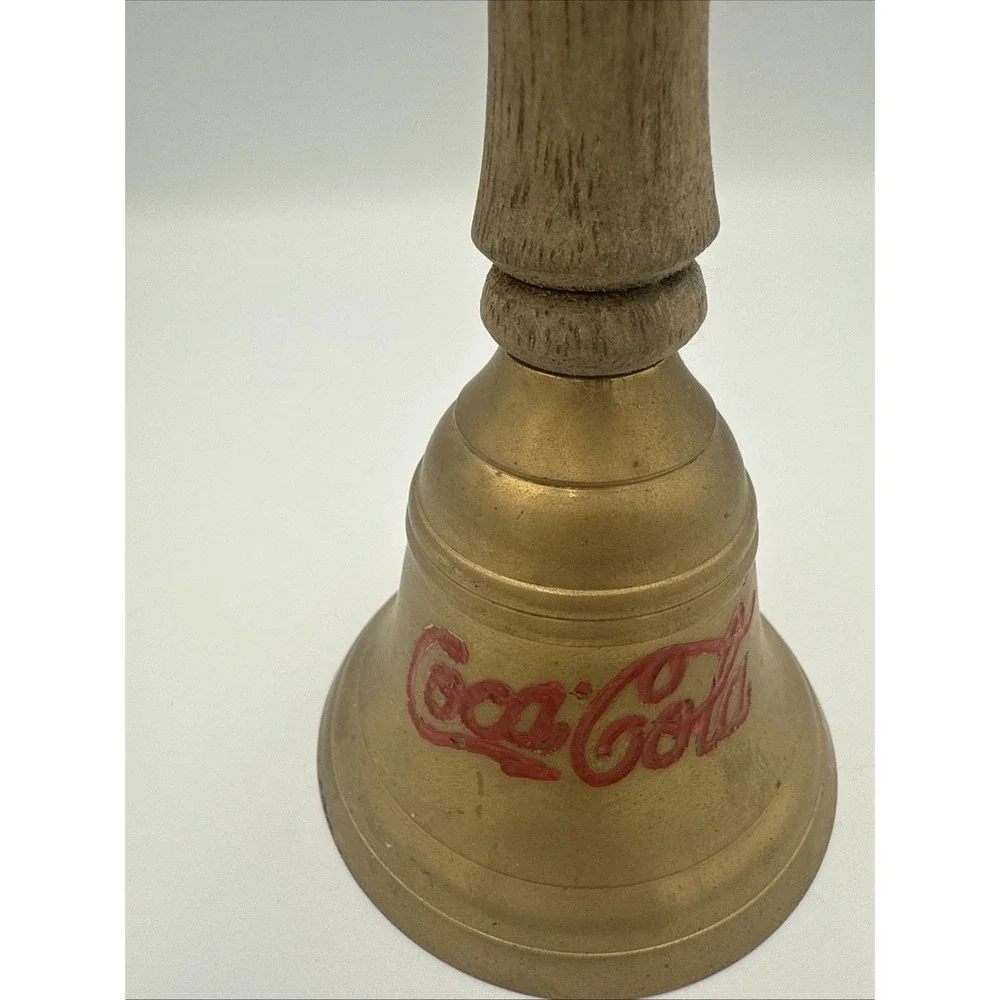 Vintage Coca Cola Brass School Bell With Wood Handle